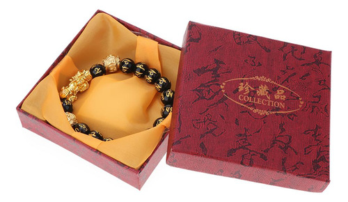 Pulsera De Xiu Oro Regalo De Pulsera De Obsidiana 10mm