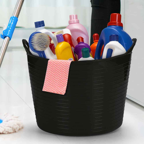 Cesto Multiuso Redondo Flexível Preto Roupa Limpa Arthi30l
