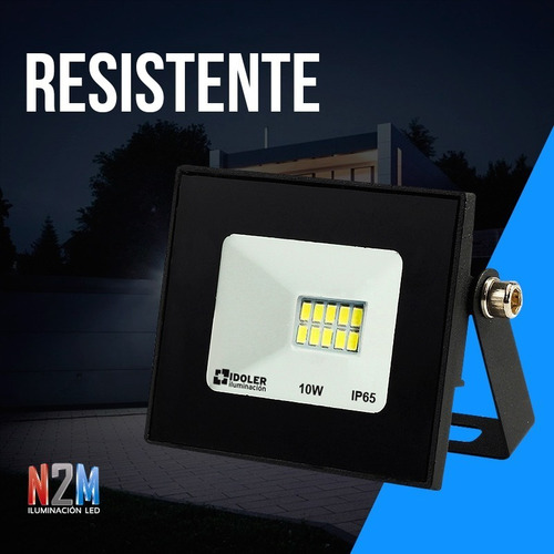 Imagen 6 de 10 de Reflector Led 10w Multiled Slim Bajo Consumo Exterior Mfull