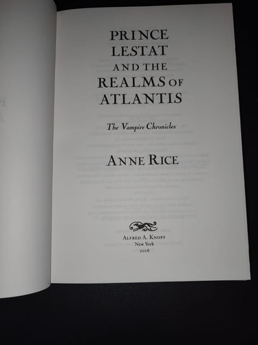 P. Lestat And The Realms Of Atlantis Anne Rice Black Days