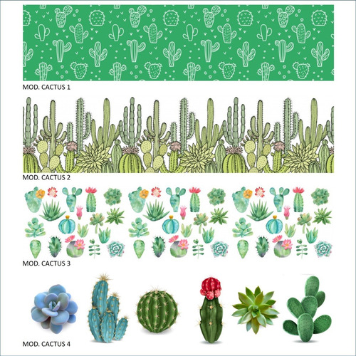 Cenefas Decorativas Adhesivas Cactus Desierto 6 Mts X 37 Cm
