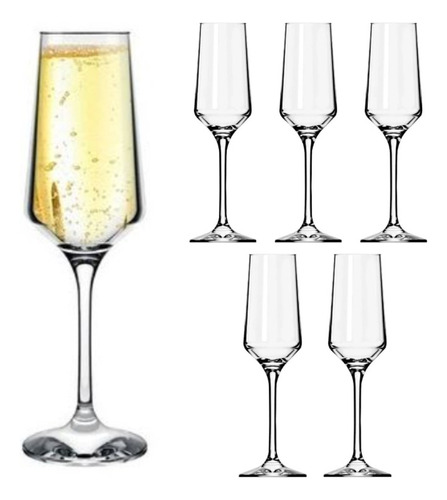 6 Copas Champagne Flauta Espumante 225cc Premium Nadir