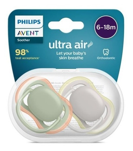 Chupete Philips Avent Ultra Air Soother Scf085/20 6-18m X2 