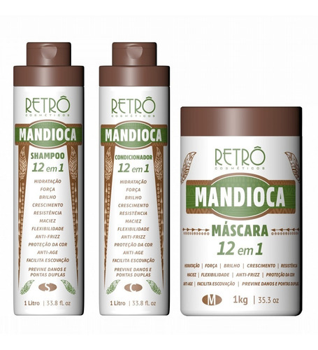 Retrô Cosméticos Kit Salão Mandioca 12 Em 1 + Brinde