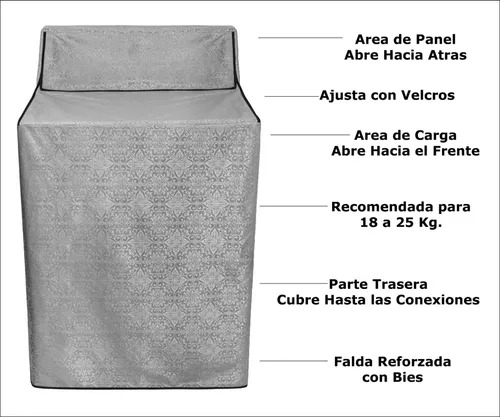 Cobertura De Lavadora Maytag 19kg Impermeable Plata Ppg