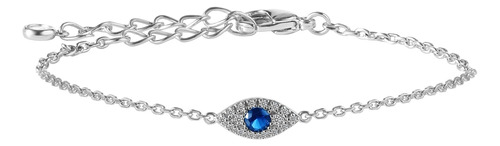 Pulsera De Plata Contra El Mal De Ojo Para Mujer, Chapada En