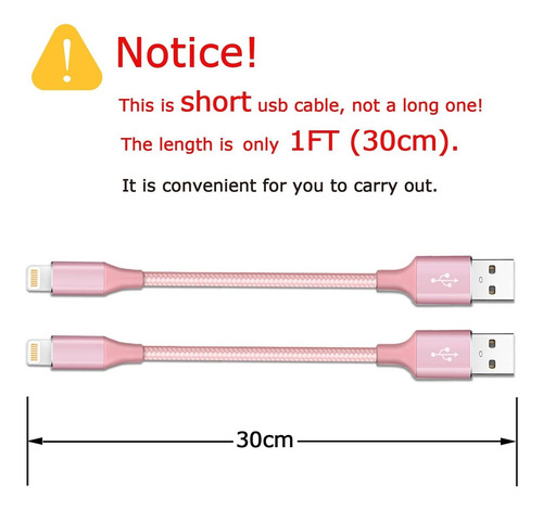 Cargador Corto Ââ2pack 1ftââcable Lightning De 12 Pul...