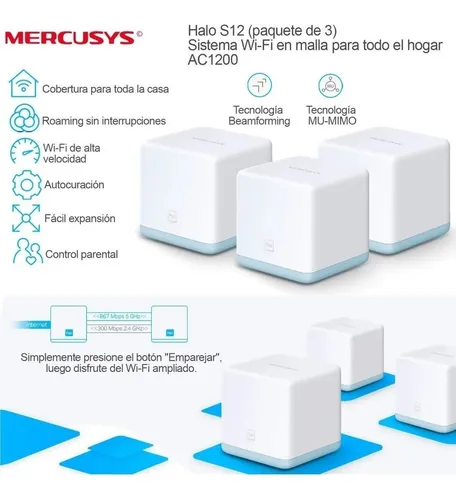 Sistema Wi-fi Mesh Mercusys V1 Blanco Pack X 3 Unidades