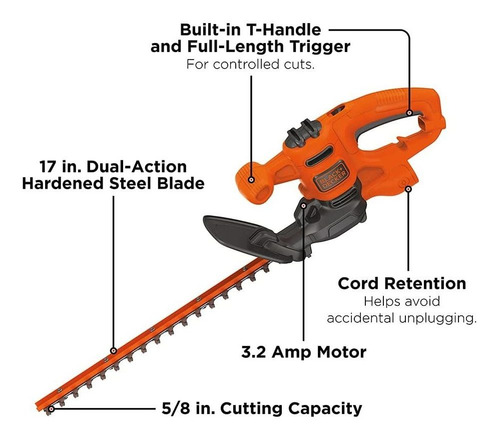 Imagen 2 de 6 de Cortasetos Black + Decker, 43cm, Acero Endurecido