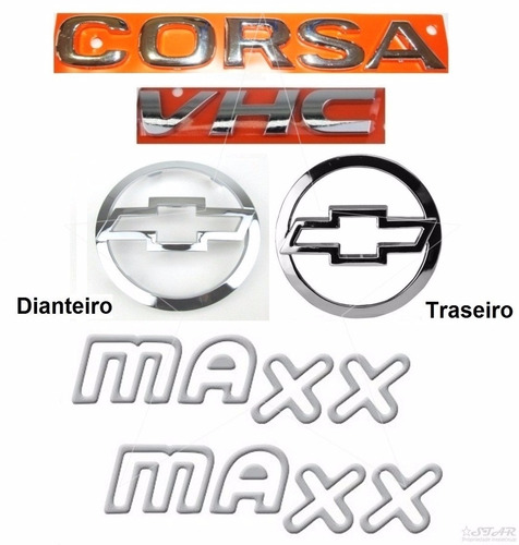 Kit Emblemas Corsa Sedan Vhc + Maxx Prata - 2003 À 2007