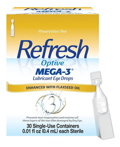 Refresh Optive Mega-3 Gotas Lubricantes Ojos X30 Un Solo Uso