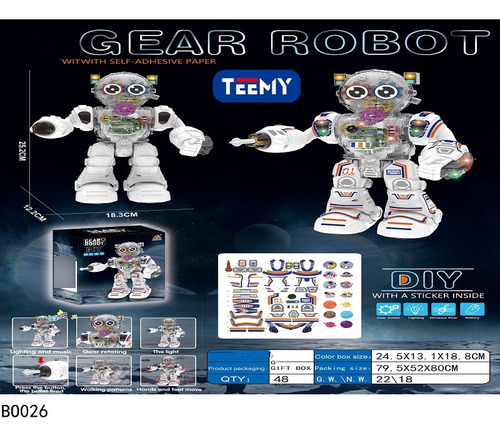 Juguete Robot Electrico Luces Led Camina Baila Y Hace Sonido