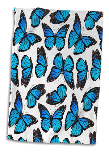 Toalla De Con Diseño De Mariposas Monarca En Azul Ros...