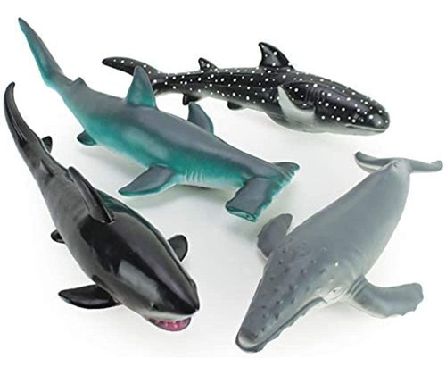 Boley 4 Piece Soft Whale And Shark Figure Toys - Ballena Jor