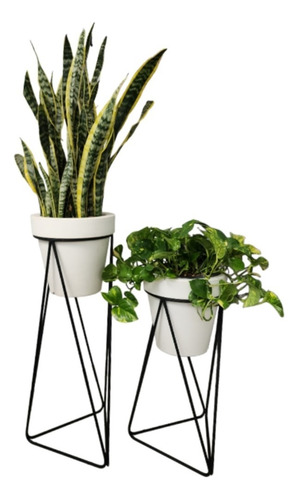Set 2 Macetas Con Base De Metal Soporte De Herrería S1