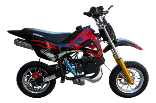 Mini Moto Gasolina Dirt Motocross 49cc Infantil 2 Tempos Cor Preto