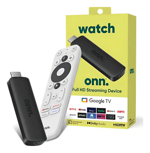 Streaming Stick Onn 2K Full HD con Google TV y Control de Voz