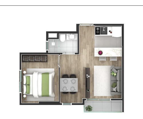 Imagem 11 de 12 de Apartamento 1 Quarto Com Sacada No Bairro Centro.