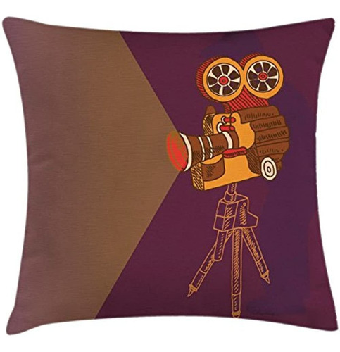 Ambesonne Vintage Throw Pillow Cushion Cover, Máquina De Cin