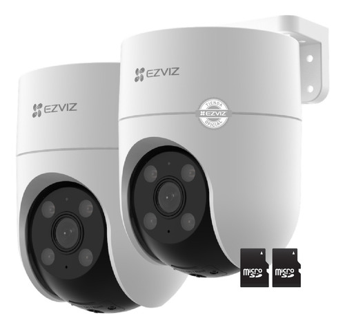 Kit 2 Camaras De Seguridad Ezviz Wifi 1080p + Sd 32gb Blanco