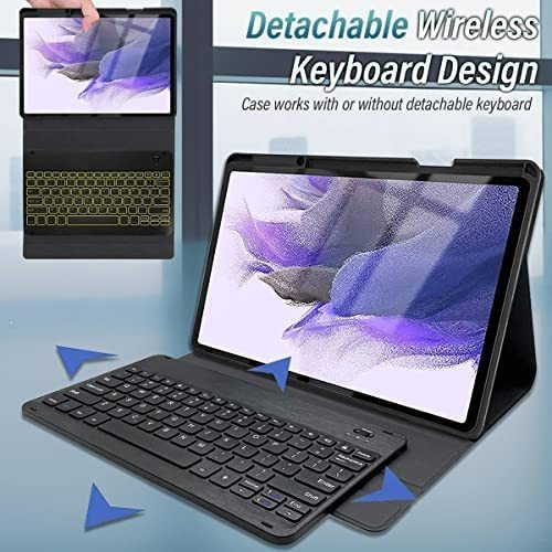 Funda Con Teclado Wineecy For Galaxy Tab S8 Plus, Color Neg