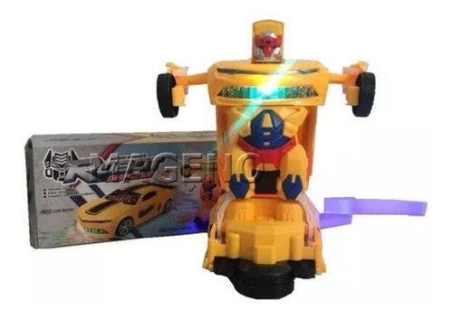 Camaro Amarelo Vira Robo Bumblebee Transformers Autobots Luz