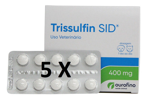 5 Trissulfin Sid 400mg Cartela + Bula Total 50 Comprimidos