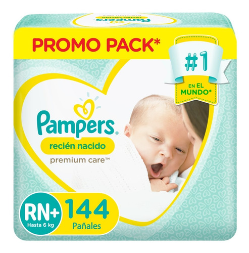 Pack 4 Paquetes Pañales (144u.) Pampers Recien Nacidos Rn+