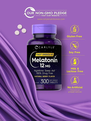 Imagen 4 de 8 de Melatonina 300 Tabletas Sabor Berry 12mg Maxima Potencia