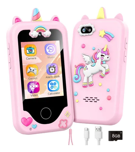 Brinquedo De Câmera Dupla Kids Smart Phone 360 Light Pink