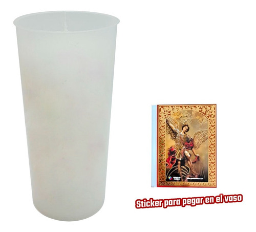 Vela Blanca En Vaso Motivos Santos