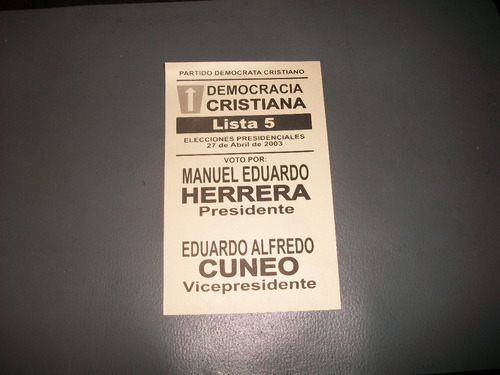 Democracia Cristiana . Boleta Electoral 27/4/2003 .