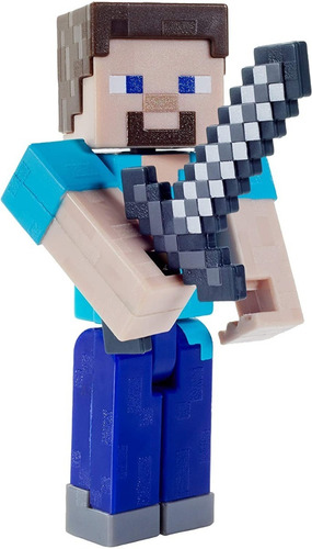Minecraft Figura Acción Dungeons Steve + Espada Original