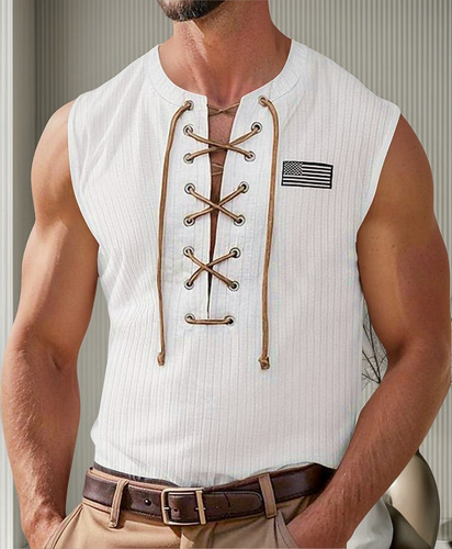 Chaleco A La Moda Para Hombre Con Cuello En V Estampado Con