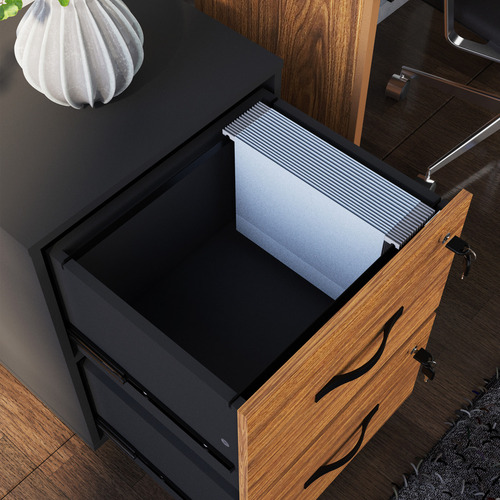 Archivero Carta 2 Cajones Cerrojo Playcon 67 X 51 X 40.20 Cm Color Negro Liso Tzalam Touch