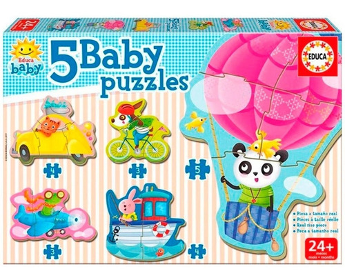 Imagen 1 de 5 de Rompecabeza Puzzle Baby X 5 Animales Al Volante Educa 18050