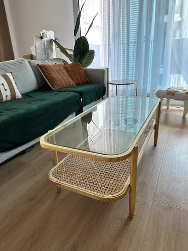Mesa Ratona Vidrio Y Fibra Natural Leowoodworkuy