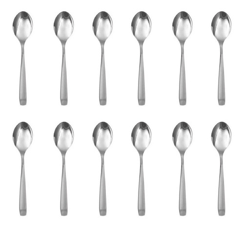 Set X 24 Cucharitas De Te Acero Inoxidable Carol 13 Cm Mango Plateado