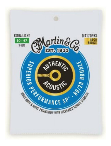 Martin Authentic Acoustic Guitar Strings 3 Pack