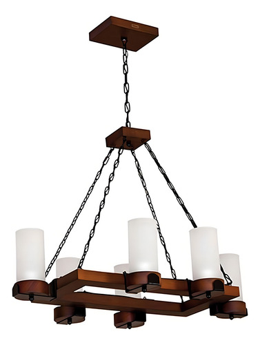 Lustre Rústico Envelhecido Country 6 Lâmpadas Muller 1206e Cor Marrom 127/220V