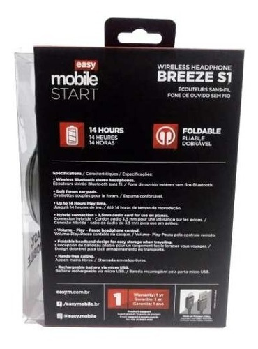 Headphone Bluetooth Breeze S1 Original C/ Garantia E Nota