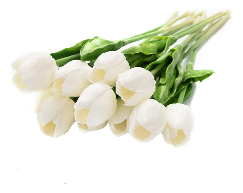12 Flor Artificial Tulipan Tacto Real Seda Falsa Para Jarron