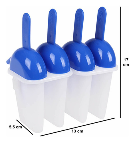 Molde Para Paletas De Hielo Reutilizable 4 Espacios 3 Piezas