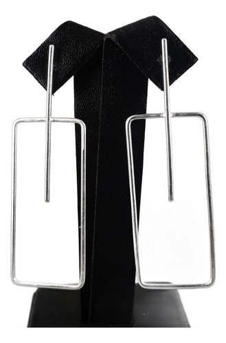 Aros Geométricos Palito Rectangulo Plata 925