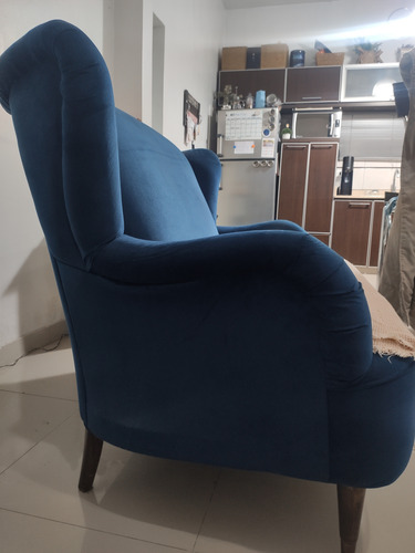 Sillón Berger 2 Plazas Azul Para Restaurar Azul Liso (Usado)