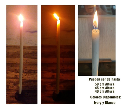 Imagen 5 de 5 de Velas Candelabro Paq 15pz Hasta 40/45/50cm Altura A Escoger