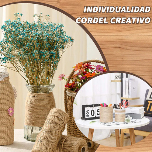Rollo Diy Hilo Yute Natural De 3 Mm Y 200 M, 2 Unidades