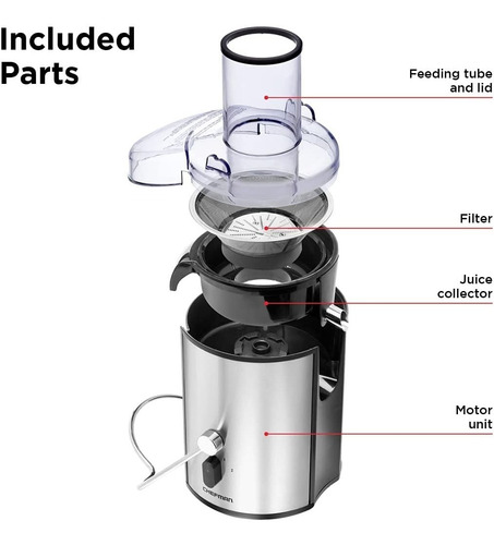 Imagen 5 de 8 de Extractor De Jugos 2vel 700w - Chefman - Rj53-ss-mx