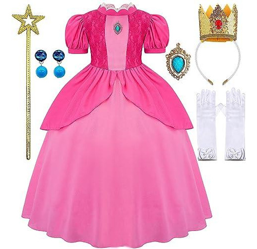 Disfraz Talla 5-6 Años Para Niñas Princess Peach Con