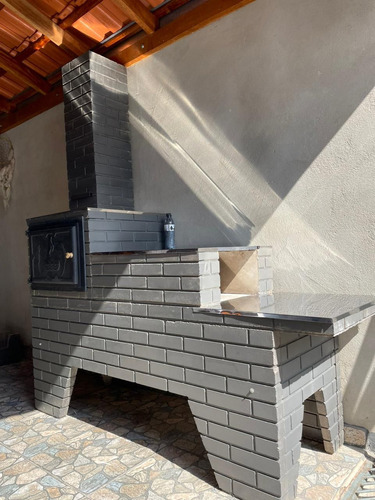 Forno + Fogão A Lenha Pré Moldado Inóx Pintado